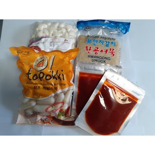 combo 500g bánh gạo sao tim+ 500g bánh phô mai+ 450g chả cá+ 200g sốt Hàn Quốc