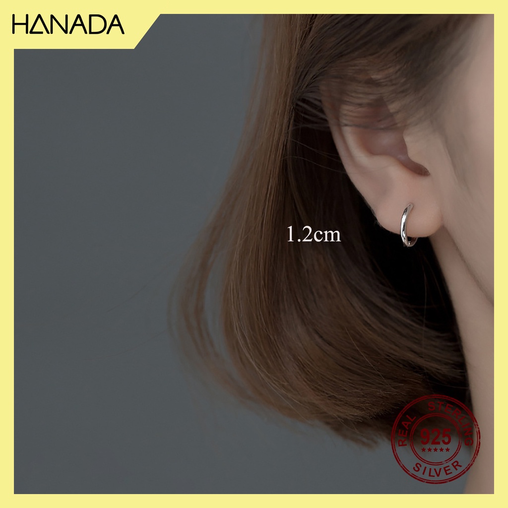 Bông Tai Bạc Hanada Khoen 1,2 cm Dày Siza Đeo Đẹp Nhất Khuyên Tai Bạc Nam Nữ