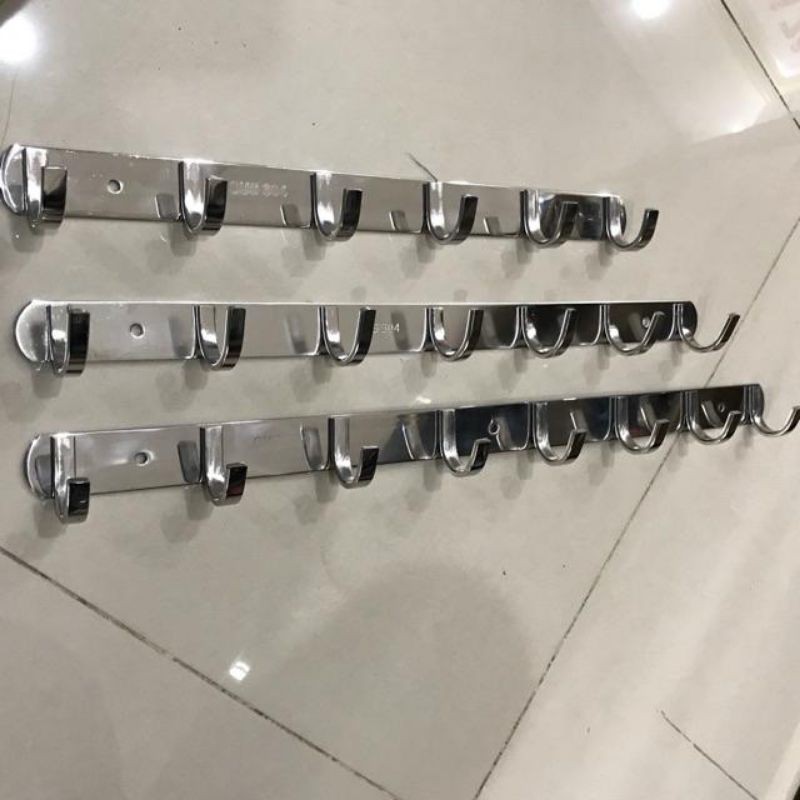 Móc treo quần áo đồ bảng gắn tường INOX cao cấp 100% - DÀY CHẮC, kèm sẵn vít tắc kê