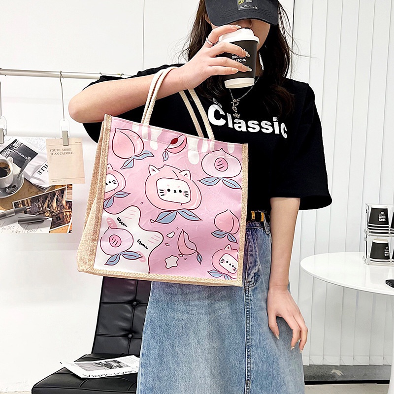Túi tote Đeo Vai Sức Chứa Lớn Họa Tiết Trái Cây Thời Trang Cho Nữ Sinh
