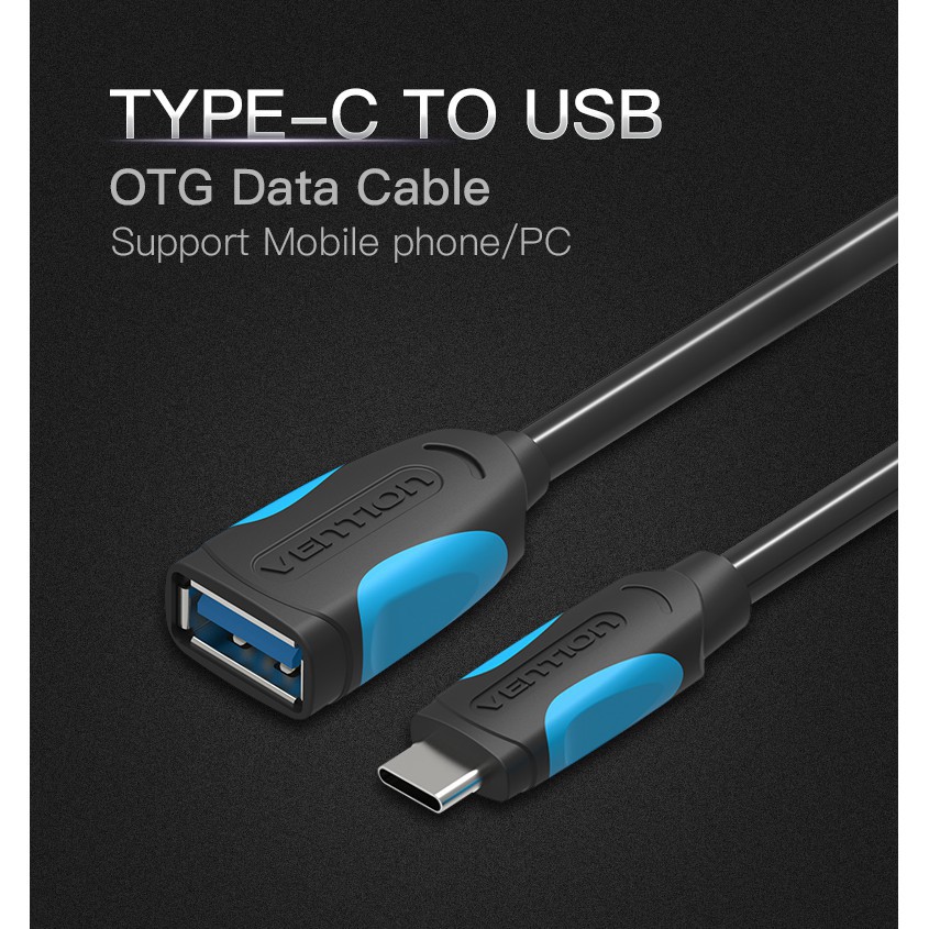 Cáp chuyển đổi dữ liệu VENTION chuyển đổi giắc cắm OTG Type-C sang USB 2.0/3.0 cho thiết bị hỗ trợ OTG