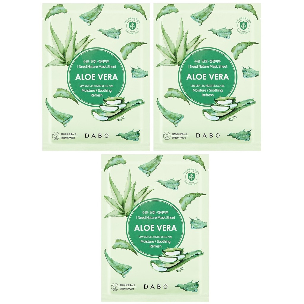 Combo 4 mặt nạ lô hội DABO ALOE I NEED NATURE Cao cấp hàn quốc 23ml/gói- Hàng chính hãng