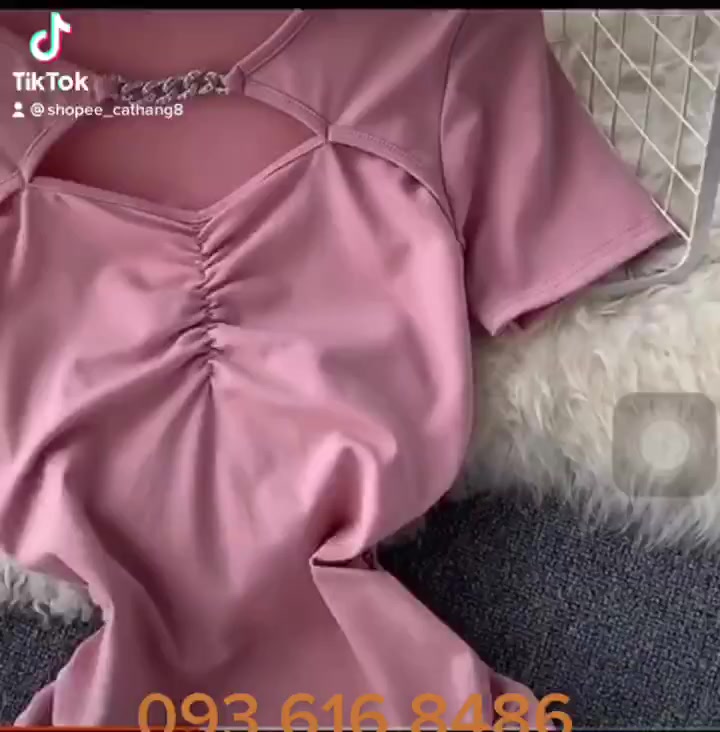 Đầm body tay ngắn hở ngực phối xích ôm body nhún hông D891 | BigBuy360 - bigbuy360.vn