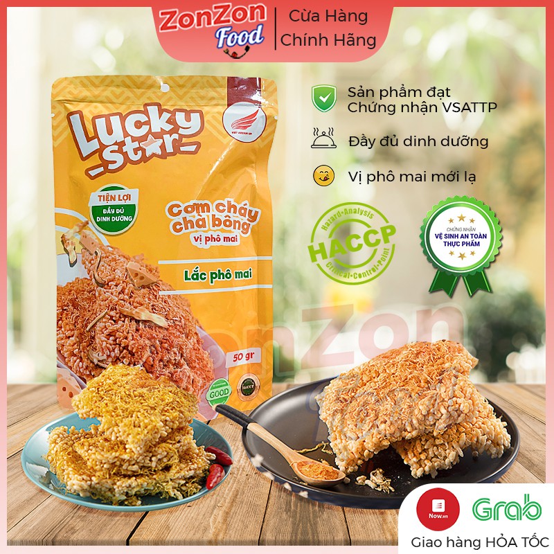 Cơm cháy chà bông vị phô mai Lucky Star 50g thơm ngon đậm vị nhiều dinh dưỡng đồ ăn vặt Zonzon