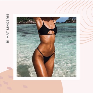 Bikini đồ bơi 2 mảnh buộc dây cutout ngực sexy quyến rũ sẵn hàng