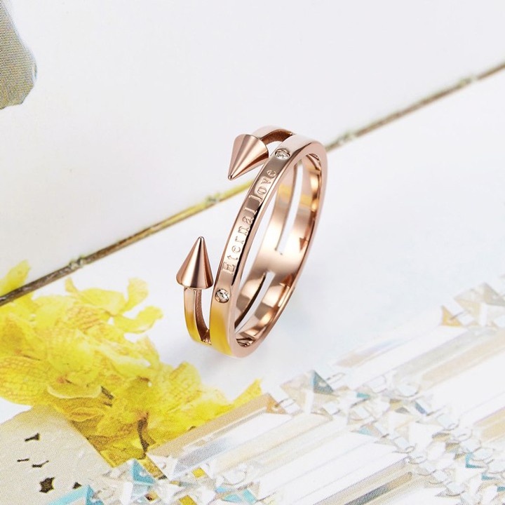 NHẪN TITAN MÀU HỒNG ETERNAL LOVE siêu đẹp, chuẩn thời trang - tặng hộp đựng xinh xắn