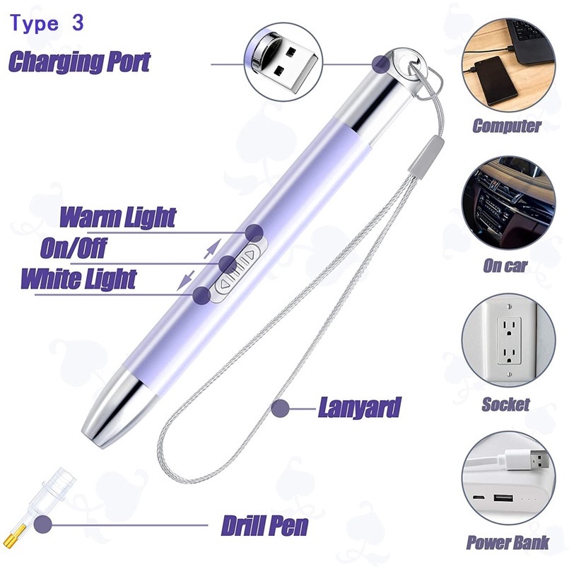 1 bộ bút đính đá có đèn LED dùng làm tranh đính đá DIY