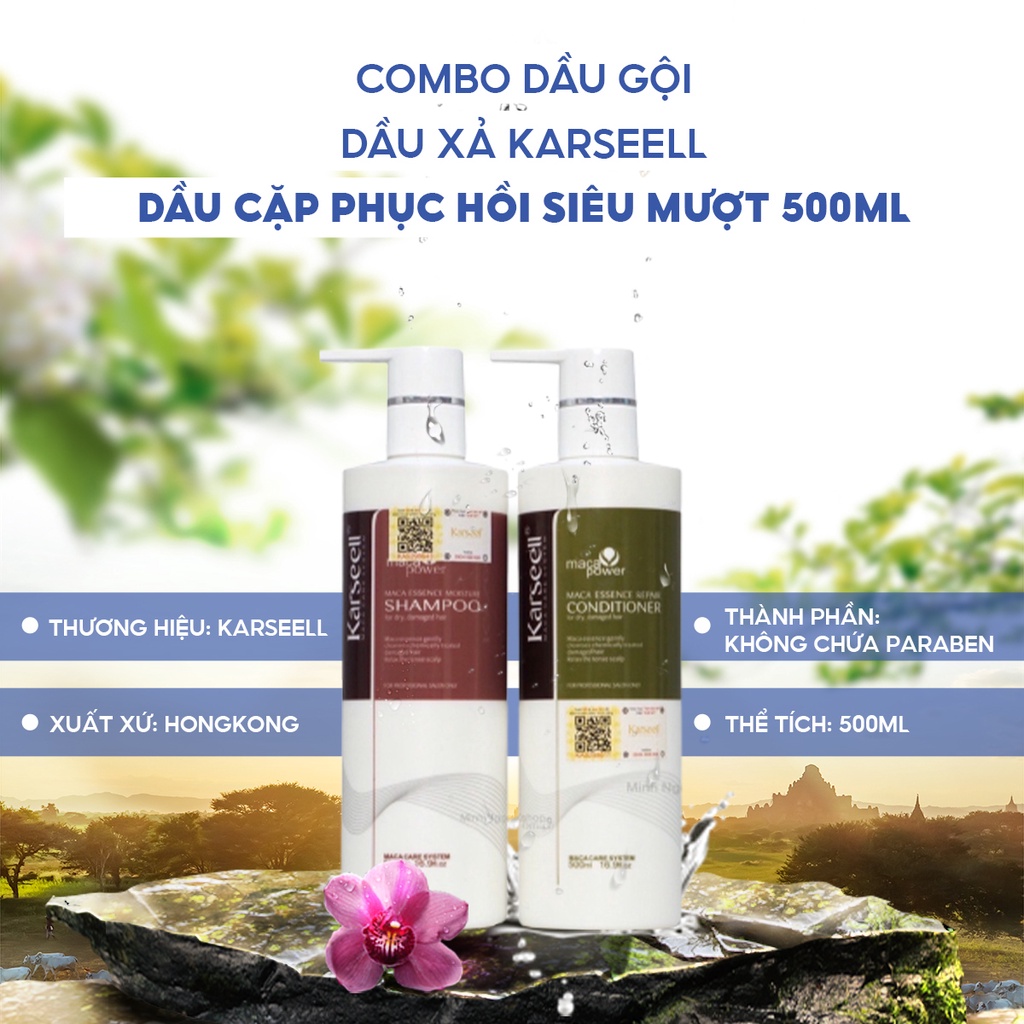 Dầu gội xả phục hồi siêu mượt Karseell Maca Care System 500ml