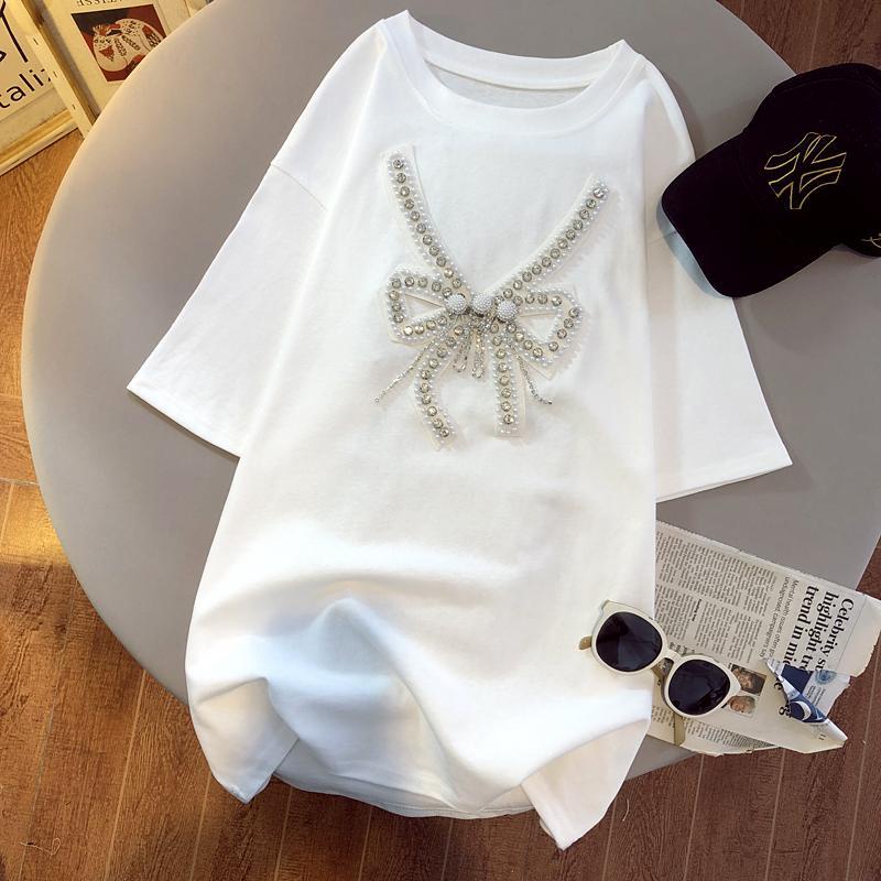 Áo thun ngắn tay thắt nơ đơn giản cho nữ 150kg