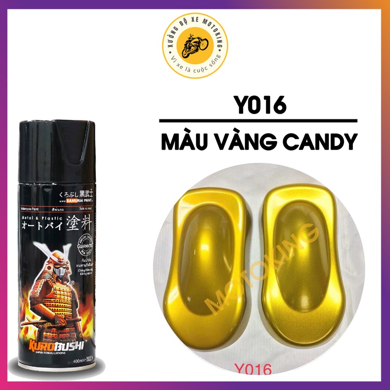 Combo Sơn xịt Samurai màu Vàng Candy - Y016 loại 2K chuẩn quy trình độ bền 5 năm gồm 2K04 - 124- Y016 -2k01