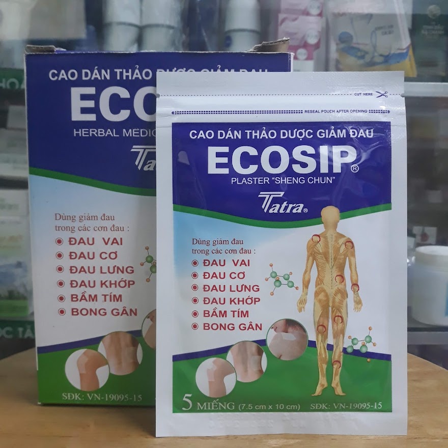 Cao Dán Thảo Dược Nóng Ecosip Tatra (Hộp 20 gói x 5 miếng) ( Chính hãng )