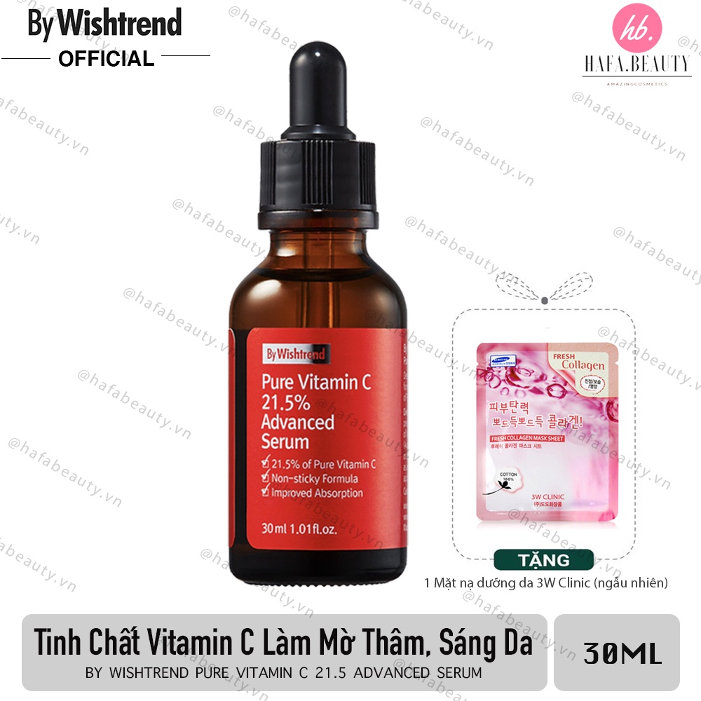 Tinh Chất Vitamin C By Wishtrend Pure Vitamin C Advanced Serum 30ml+Tặng 1 mặt nạ 3W - Serum Sáng Da Mờ Thâm