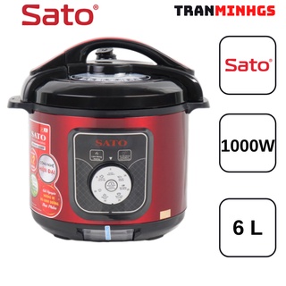 Nồi áp suất, nồi hầm điện tử đa năng sato 6as011 dung tích 6.0l, sang trọng, hiện đại, chính hãng, bảo hành 12 tháng