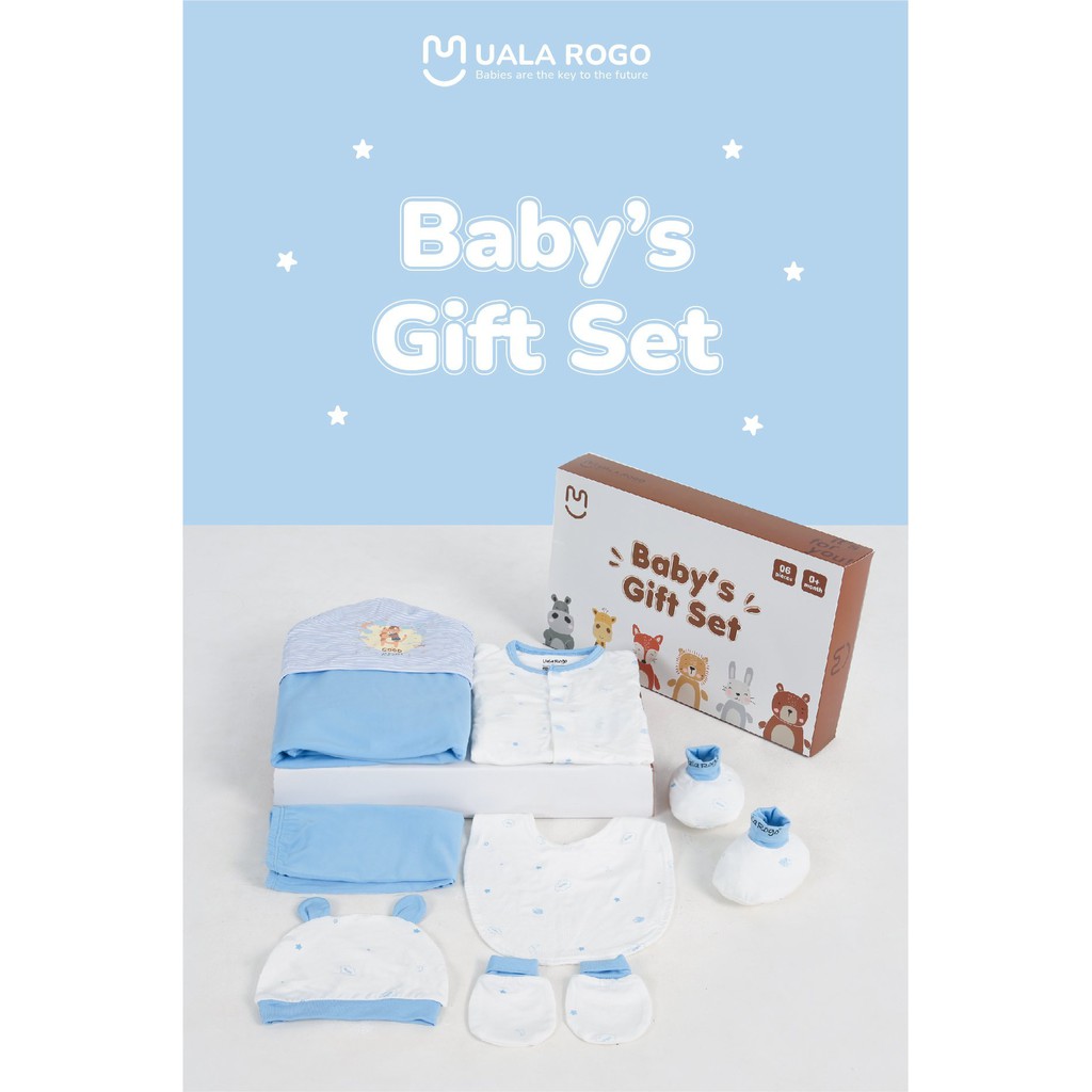 Combo Sơ Sinh UalaRogo Bamboo 7 món cho bé cao cấp