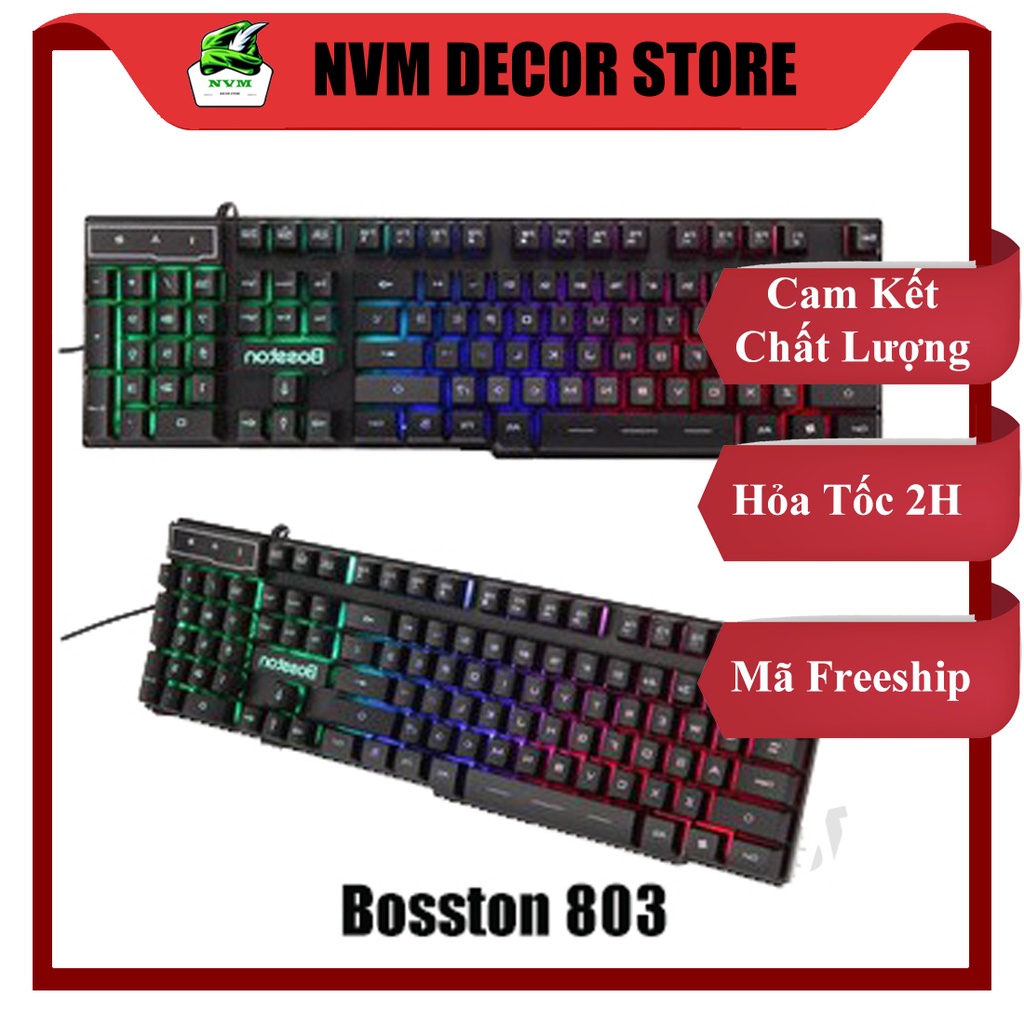 Bàn Phím Gaming Có Dây, Bàn Phím Gỉa Cơ Bosston 803 Led 7 Màu Cực Xịn, Chơi Game Cực Chất