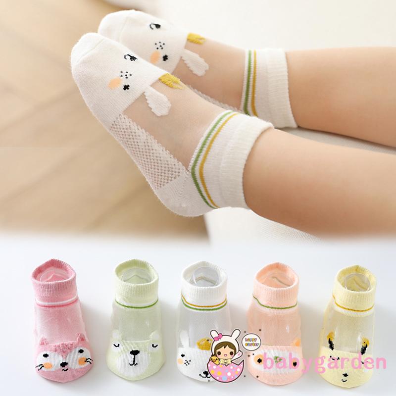 Bộ 5 đôi vớ cổ ngắn thoáng khí in họa tiết hoạt hình thời trang mùa hè cho bé 1-12 tuổi