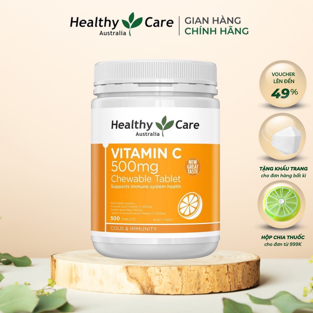 Vitamin C Healthy Care Úc 500mg Kẹo Dẻo Bổ Sung C Tăng Sức Đề Kháng Cho Cả Gia Đình (500 viên)