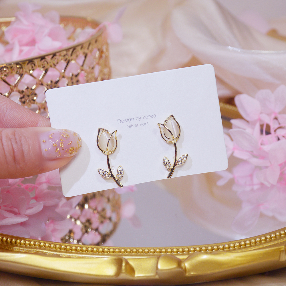 Hoa Tai Hình Hoa Tulip Đính Đá Thời Trang Sang Trọng Cho Nữ