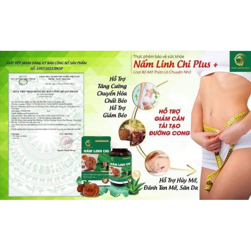 Giảm cân thần tốc nấm linh chi plus ,đánh bay 3_8kg mỡ thừa trong 1 tháng