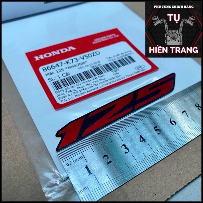 Tem chữ 125 màu đỏ nền đen zin chính hãng HONDA