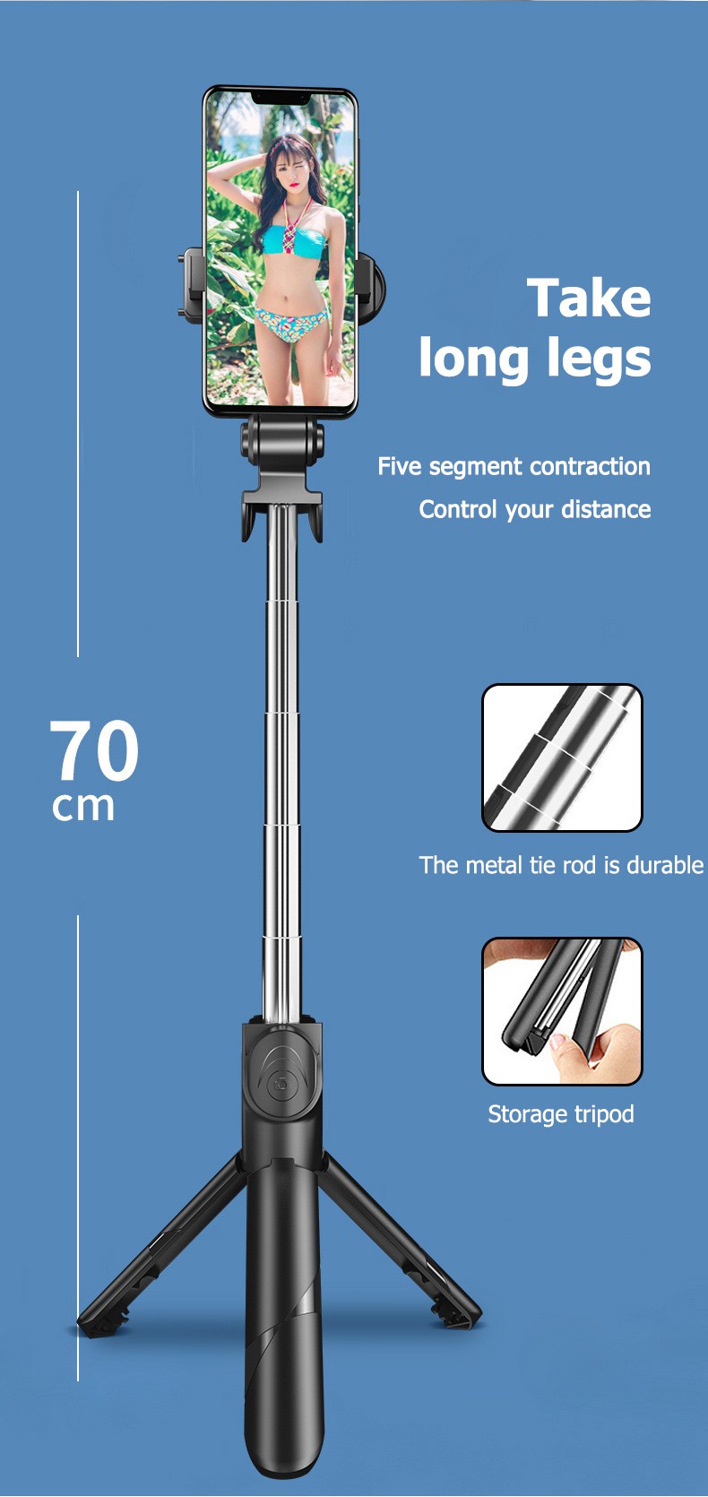 Gậy Chụp Ảnh Tự Sướng XT02 3in1 kết nối Bluetooth, 3 Chân Đa Năng, Chụp Hình Selfie, Giá đỡ điện thoại livestream | BigBuy360 - bigbuy360.vn