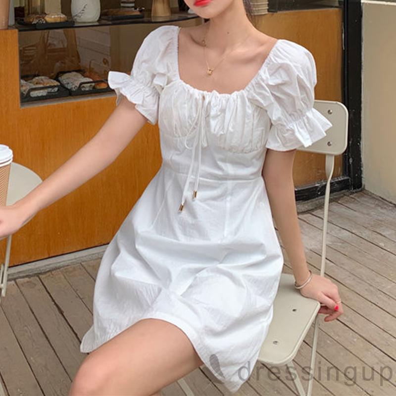 Đầm Nữ Tay Ngắn Cổ Vuông Màu Trơn Size S / M / L / Xl / Xxl | BigBuy360 - bigbuy360.vn