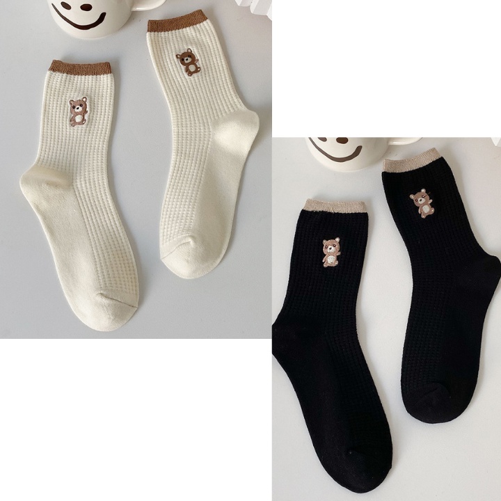 Tất Cổ Cao Viền Nâu Gân Caro Gấu ERASHOP 079491 - Phù Hợp Mang Sneaker, Vải Co Giãn 4 Chiều, Màu Đơn Giản, Rẻ Đẹp
