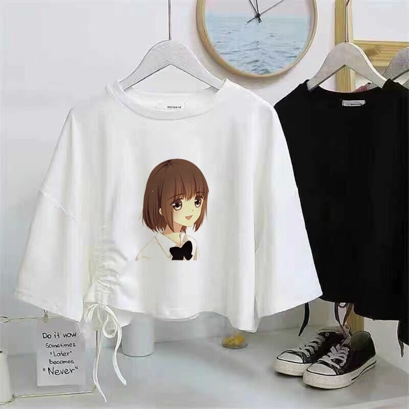 Áo Croptop Dây Rút Form Rộng Phong Cách Hàn Quốc