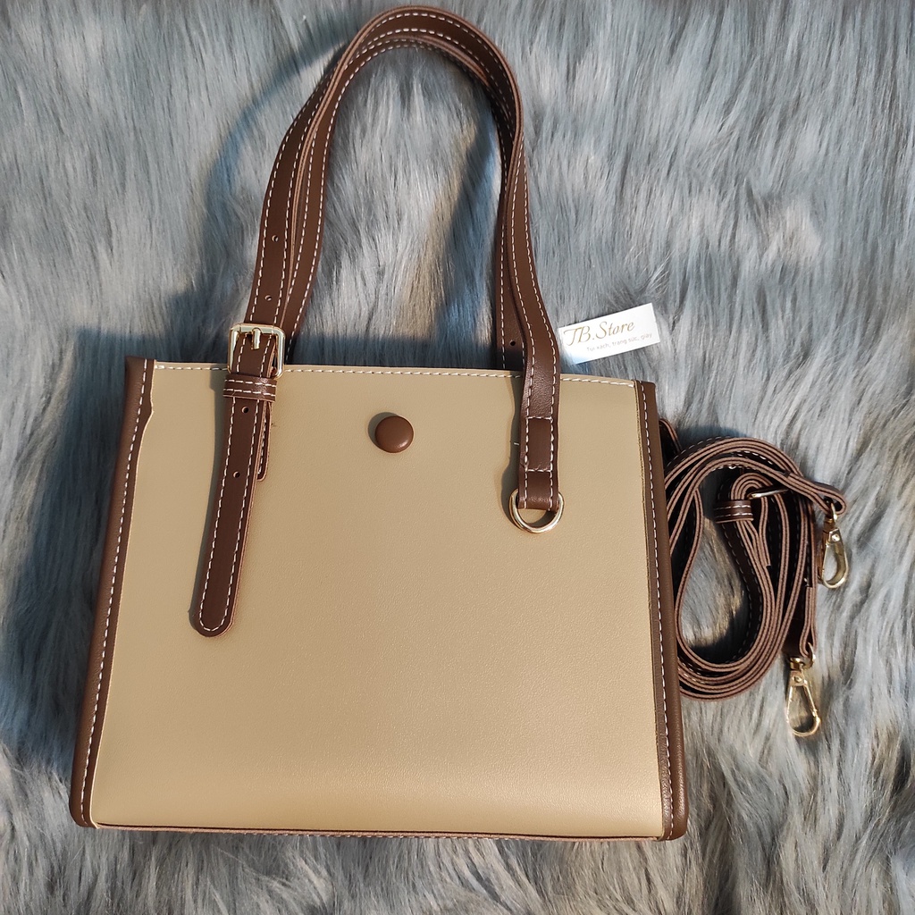 Túi đeo chéo, đeo vai da trơn phối viền - Hàng loại 1 - TB.Store HD173 22x18x10 cm