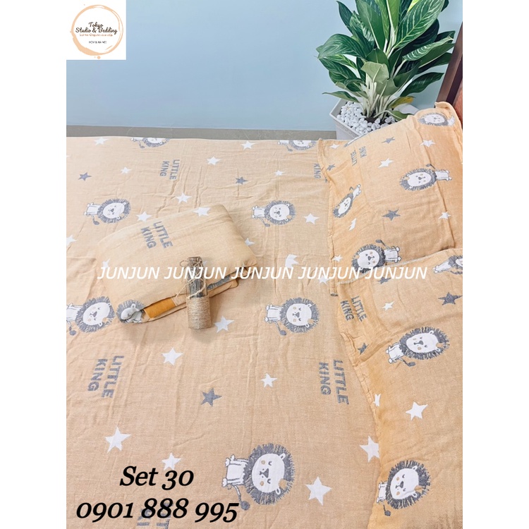 N2_Set Chăn Ga Gối vải Xô Organic cotton dòng Cao cấp