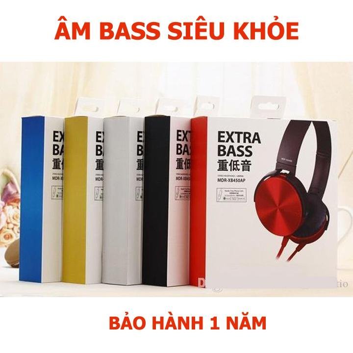 Tai Nghe XB450 - Extra Bass Loại Chính Hãng Sony Có Micro Dây Jack Cắm 3.5 Đa Năng Cắm Điện Thoại Máy Tính Laptop Tivi