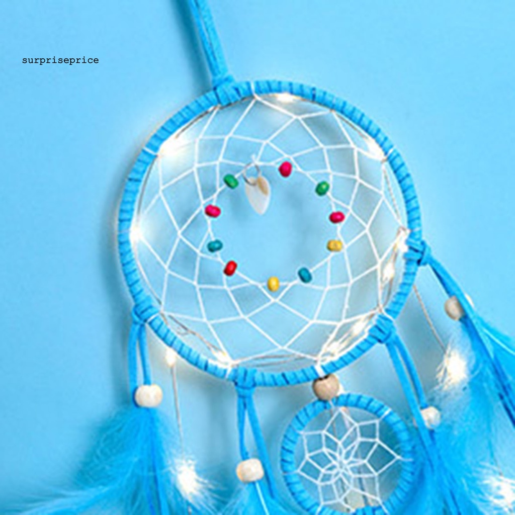 Vòng Bắt Giấc Mơ Dệt Tay Có Đèn LED Trang Trí Nhà Ở