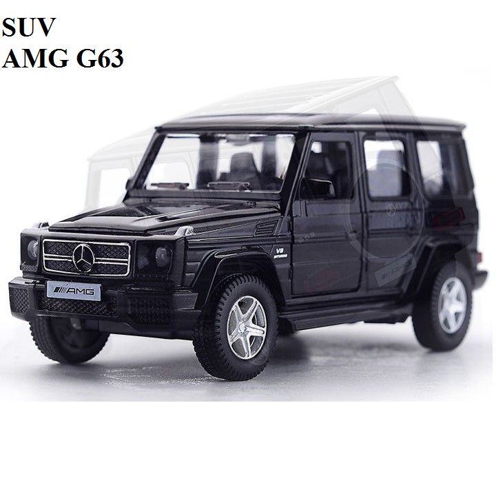 Đồ chơi xe mô hình ô tô Mercedes G63 bằng sắt tỉ lệ 1:36 chạy cót mở các cửa