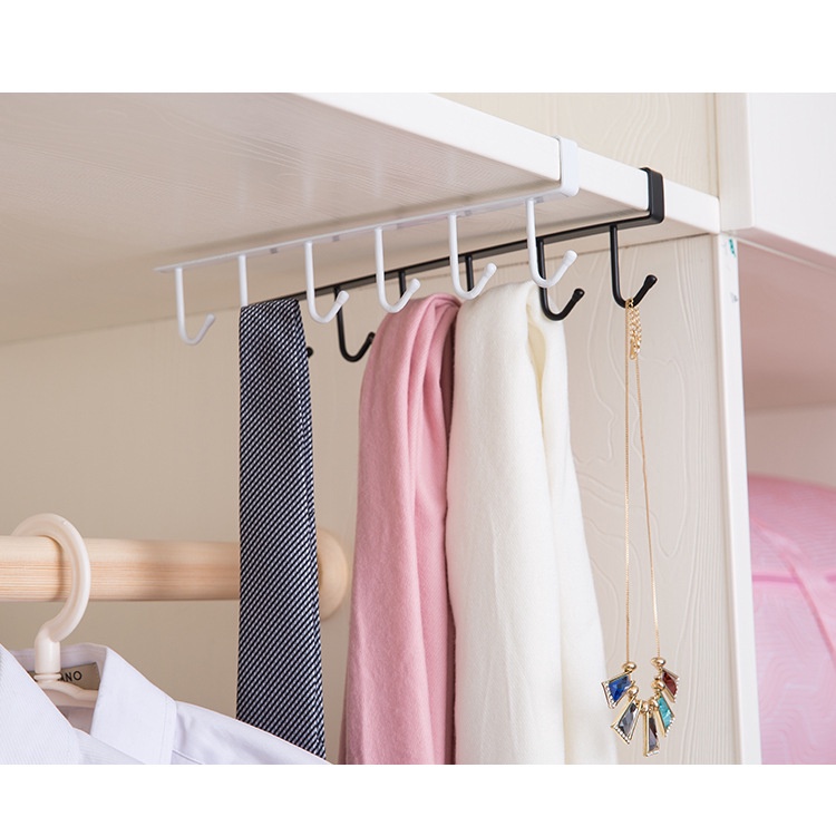 Giá treo đồ, Móc treo đồ gắn cài kẹp tủ bếp, tủ quần áo 6 móc đa năng
