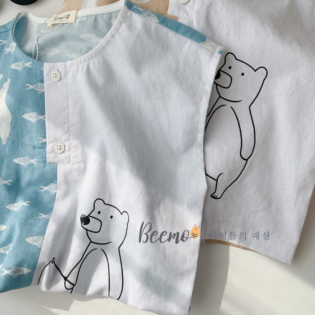 Bộ cộc tay hoạ tiết cá tính, set ba lỗ unisex Beemo cá tính cho bé
