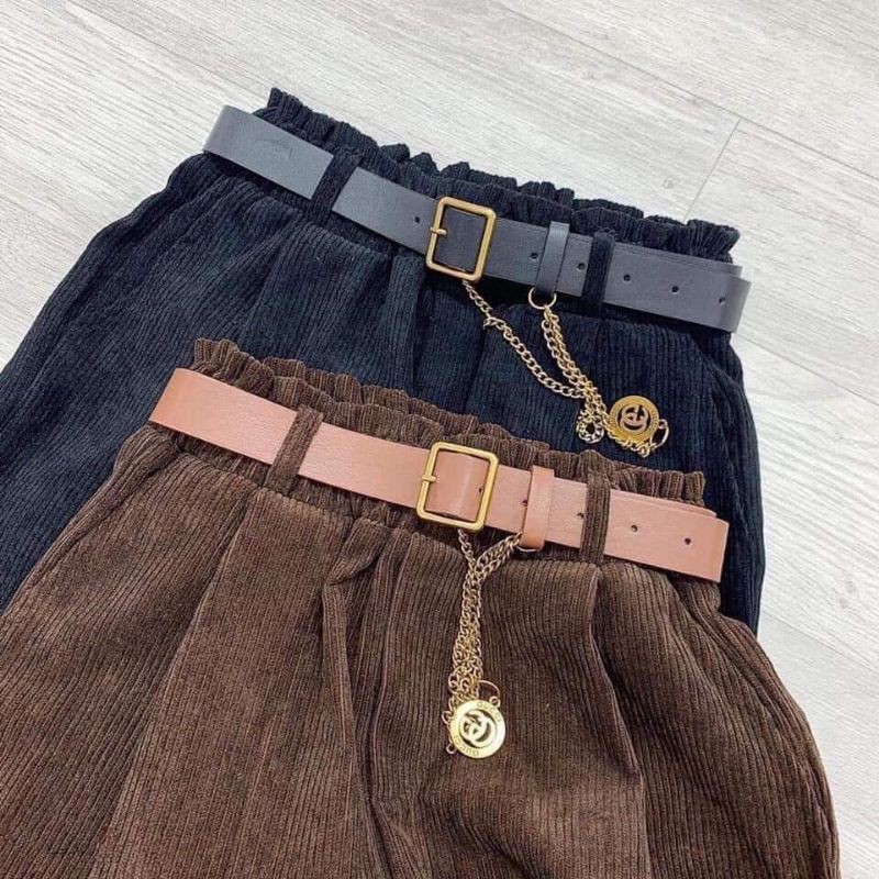Quần baggy nữ dài đẹp vải nhung tăm