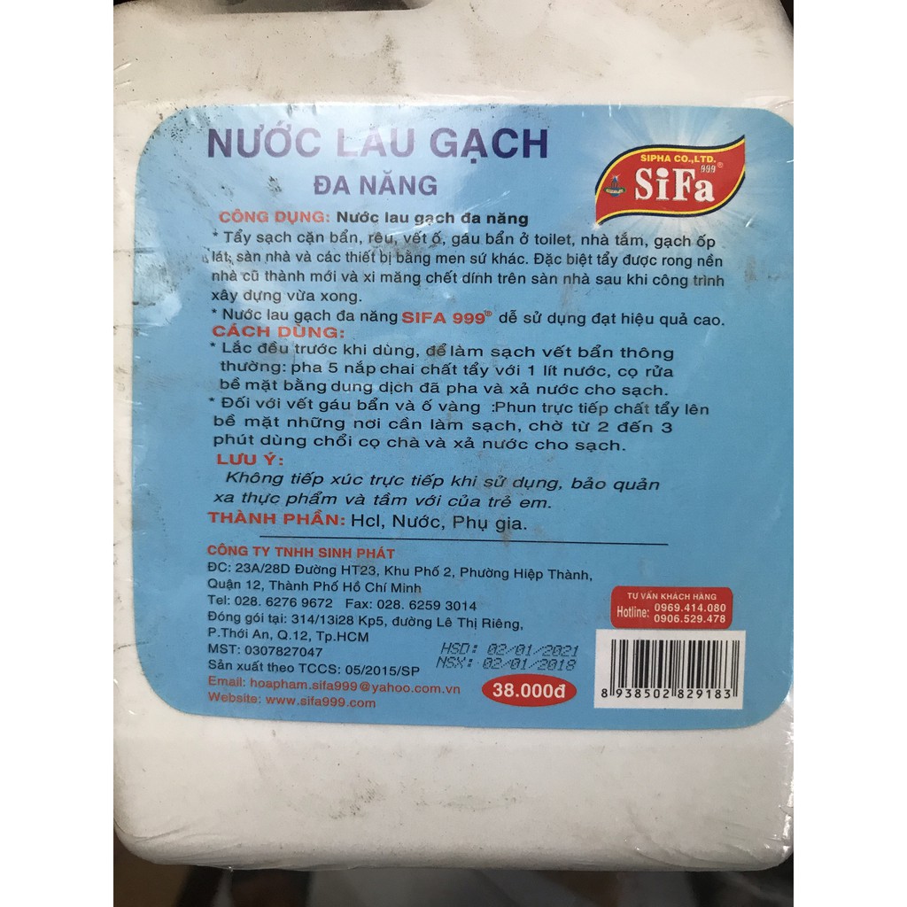 NƯỚC LAU GẠCH ĐA NĂNG -CŨ THÀNH MỚI SIFA