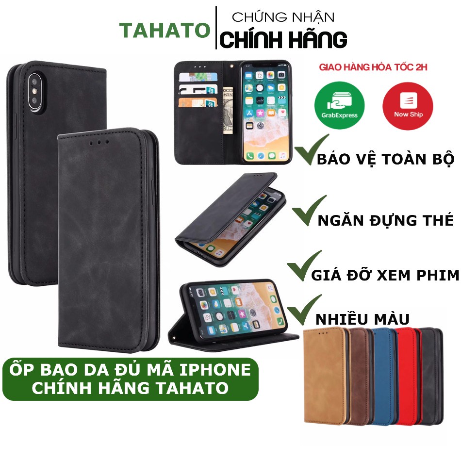 Bao da/ốp lưng nắp gập cho IPHONE 6 6S 6PLUS 6SPLUS 7 8 7PLUS 8PLUS X XSMAX cao cấp, có chống xem, có ví để đồ.