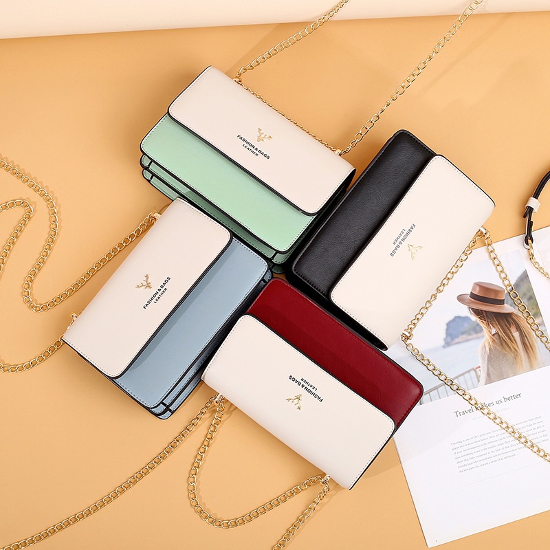 Túi Đeo Chéo Dáng Vuông Nhỏ Phối Màu Thời Trang Cho Nữ