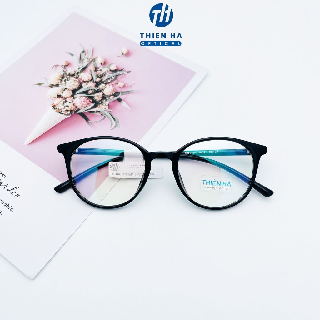 Gọng kính tròn nữ THIEN HA OPTICAL form tròn nhựa dẻo nhẹ ôm mặt chắc chắn nhiều màu trẻ trung G203