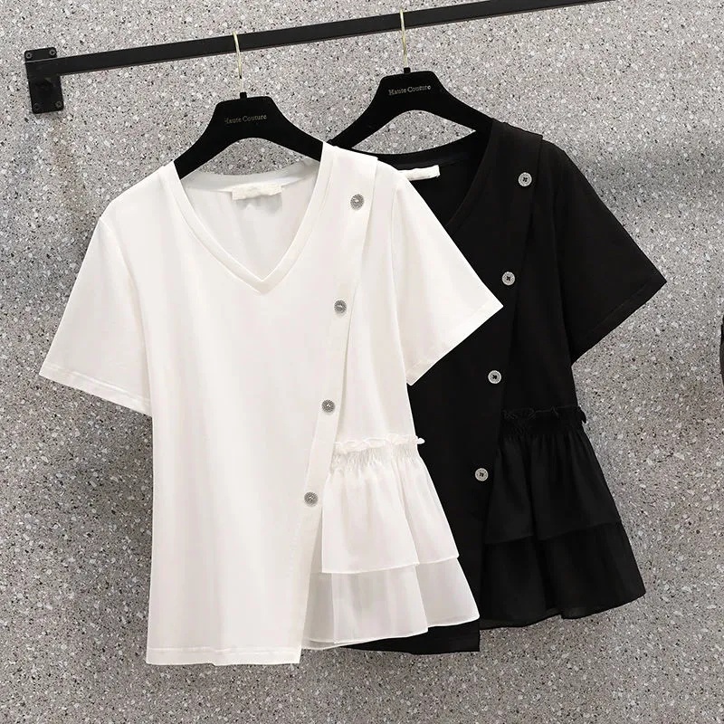 Áo Thun Tay Ngắn Cổ Chữ V Plus Size 45-120KG C9468
