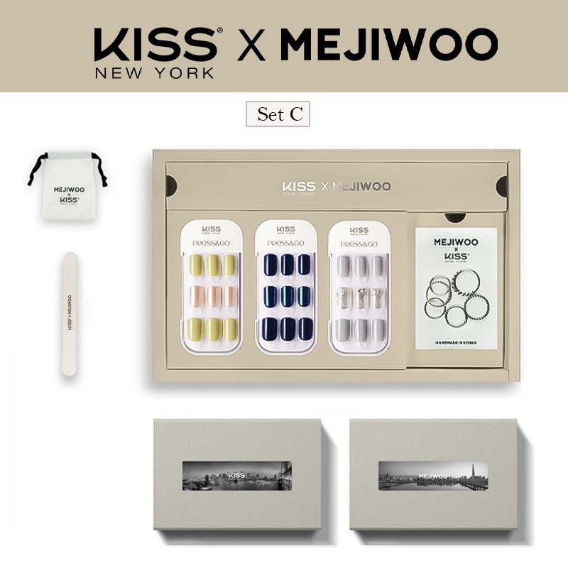 [KISS NEW YORK X MEJIWOO]  Collaboration Box Set C Cool &amp; Chic Bộ Sản Phẩm Móng Tay - 4 Món