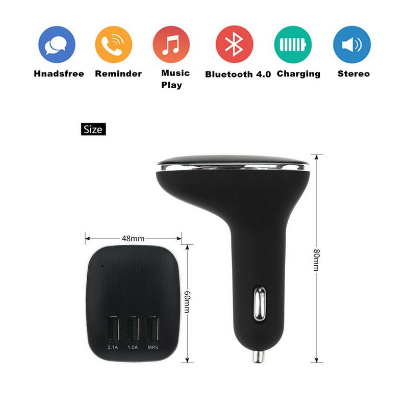 Thiết bị truyền tín hiệu FM không dây kết nối Bluetooth tích hợp cổng sạc USB MP3 màn hình LCD cho ô tô