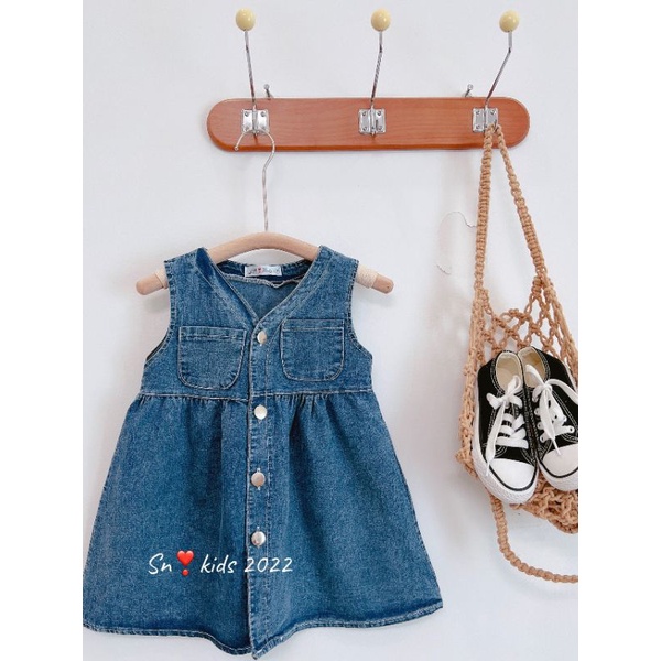 Set Váy Jean Sát Nách Siêu Xinh Cho Bé Gái_umeekids
