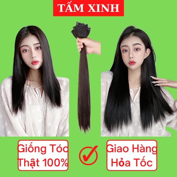 Sét 3 dải tóc giả nữ đẹp kẹp thẳng cao cấp làm dày tóc, tự nhiên mềm đẹp hàng loại 1