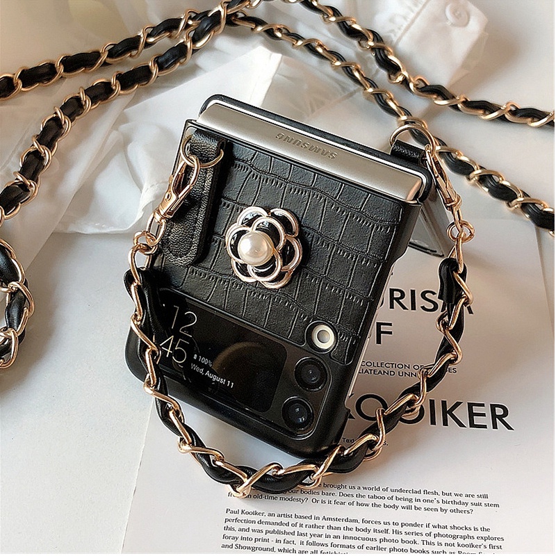 Bao Da Điện Thoại pu Họa Tiết Da Cá Sấu Cho samsung galaxy z flip 5 4 3 flip3 flip4 zflip5 5g Ốp