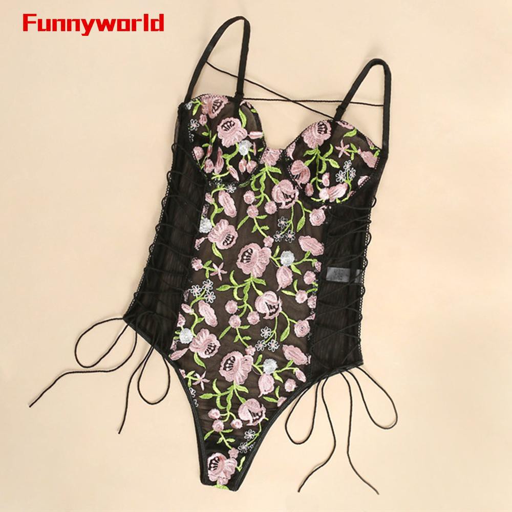 Bộ Đồ Lót Liền Thân Phối Ren Thêu Hoa Gợi Cảm Cho Nữ | BigBuy360 - bigbuy360.vn