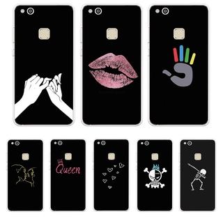 Ốp lưng huawei p8 p9 p10 lite tpu mềm case cá tính đen tuyền