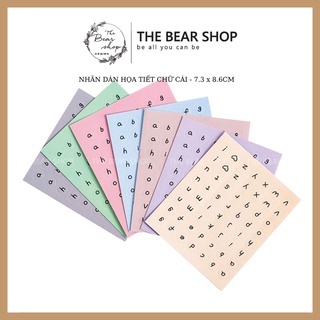 Sticker- Tờ nhãn dán in họa tiết chữ cái dùng để trang trí DIY siêu xinh quà tặng 8 tháng 3 - The Bear Shop