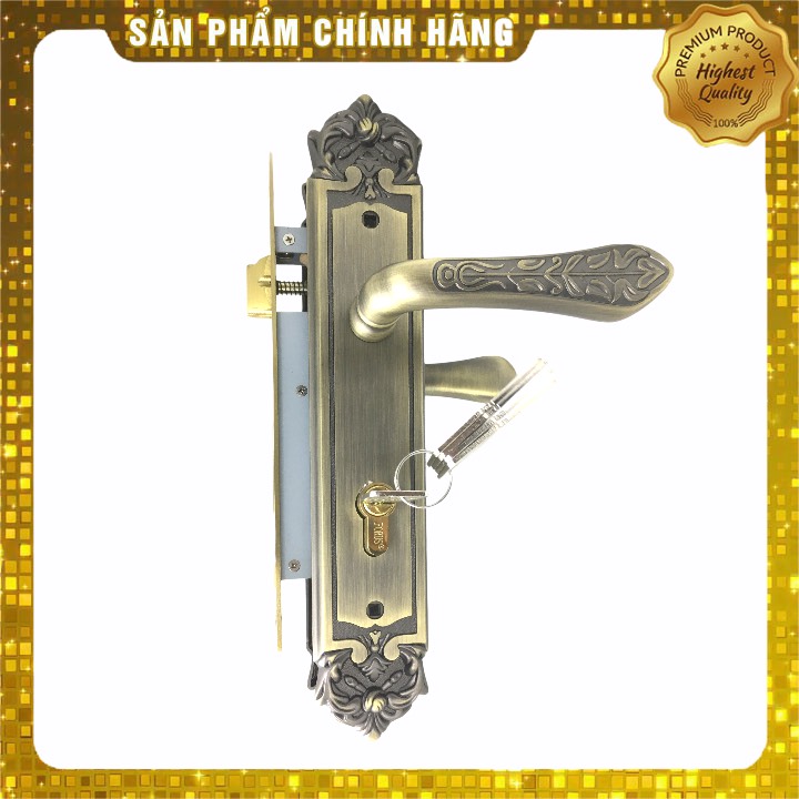 Khoá tay gạt cao cấp Forus 2 tấc (20cm), chất liệu đồng nguyên khối vân giả cổ, bảo hành 2 năm